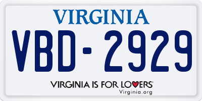 VA license plate VBD2929