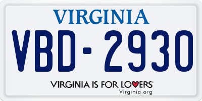 VA license plate VBD2930