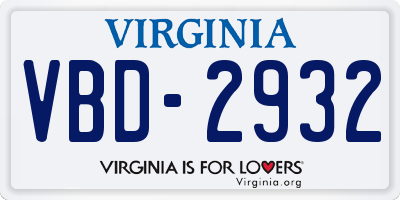 VA license plate VBD2932