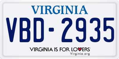 VA license plate VBD2935