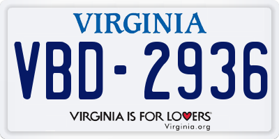VA license plate VBD2936
