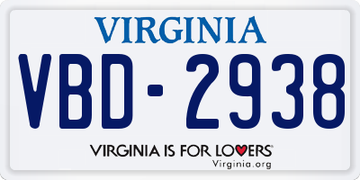 VA license plate VBD2938