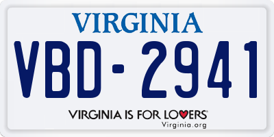 VA license plate VBD2941