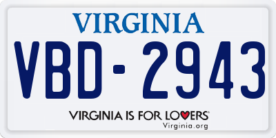 VA license plate VBD2943