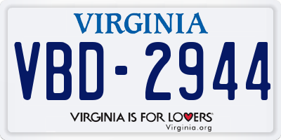 VA license plate VBD2944