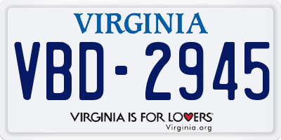 VA license plate VBD2945