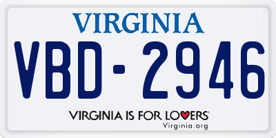 VA license plate VBD2946