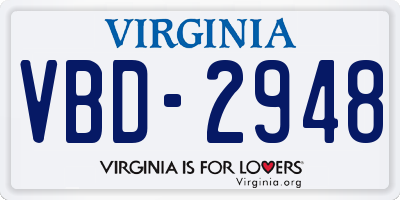 VA license plate VBD2948