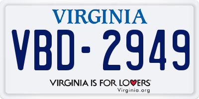 VA license plate VBD2949