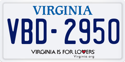 VA license plate VBD2950