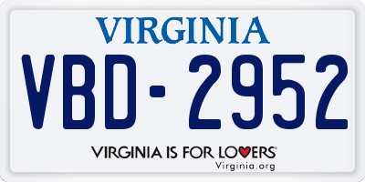 VA license plate VBD2952