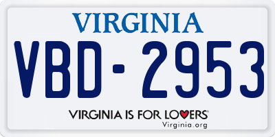 VA license plate VBD2953