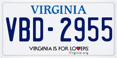 VA license plate VBD2955