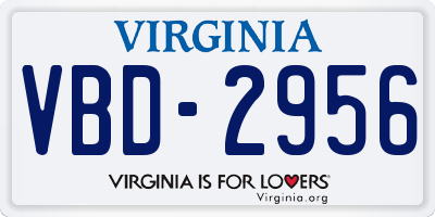 VA license plate VBD2956