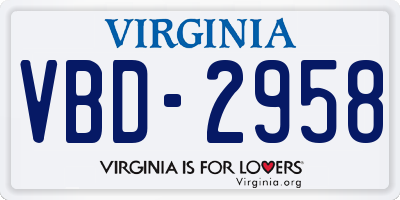 VA license plate VBD2958