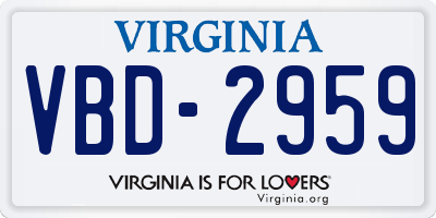 VA license plate VBD2959