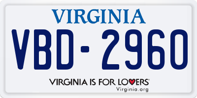VA license plate VBD2960