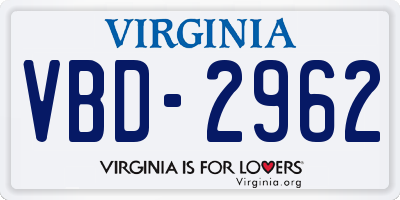 VA license plate VBD2962