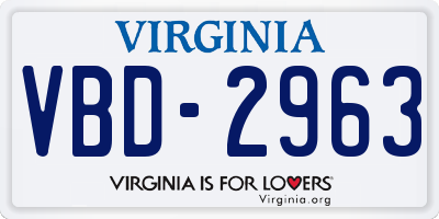 VA license plate VBD2963