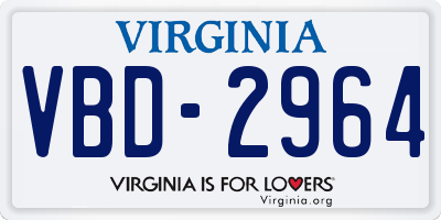 VA license plate VBD2964