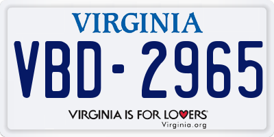 VA license plate VBD2965