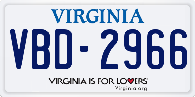 VA license plate VBD2966