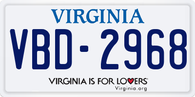 VA license plate VBD2968