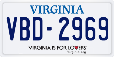 VA license plate VBD2969