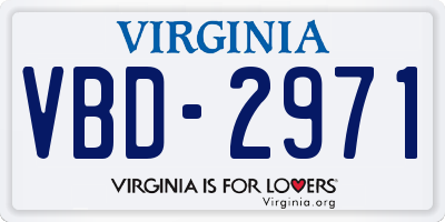 VA license plate VBD2971