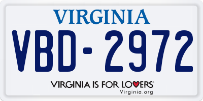 VA license plate VBD2972