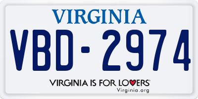 VA license plate VBD2974