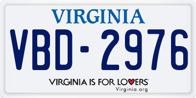 VA license plate VBD2976