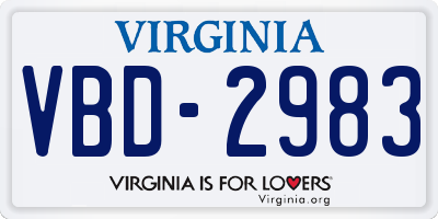 VA license plate VBD2983