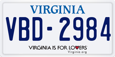VA license plate VBD2984
