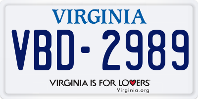 VA license plate VBD2989