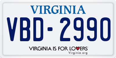 VA license plate VBD2990
