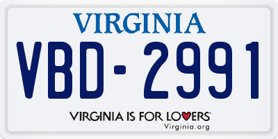 VA license plate VBD2991