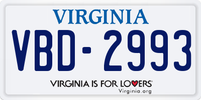 VA license plate VBD2993