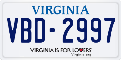 VA license plate VBD2997