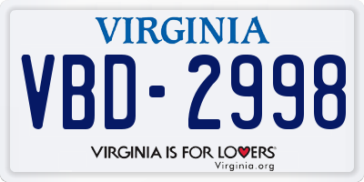 VA license plate VBD2998