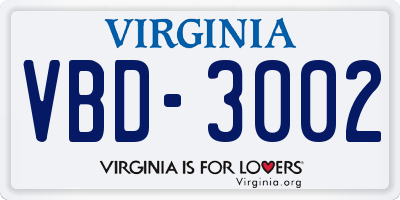 VA license plate VBD3002