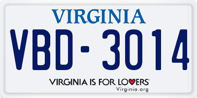 VA license plate VBD3014
