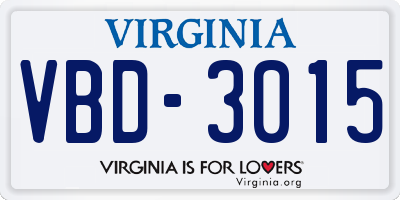 VA license plate VBD3015