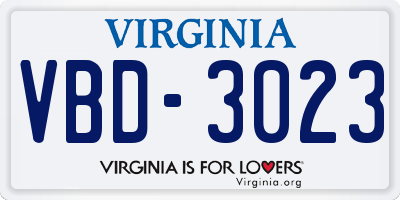 VA license plate VBD3023