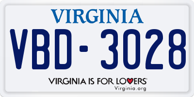 VA license plate VBD3028