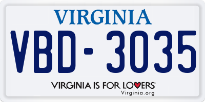 VA license plate VBD3035