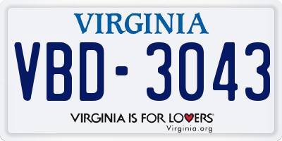 VA license plate VBD3043