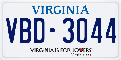 VA license plate VBD3044