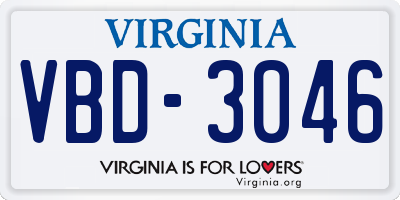 VA license plate VBD3046
