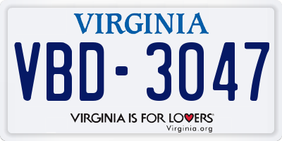 VA license plate VBD3047